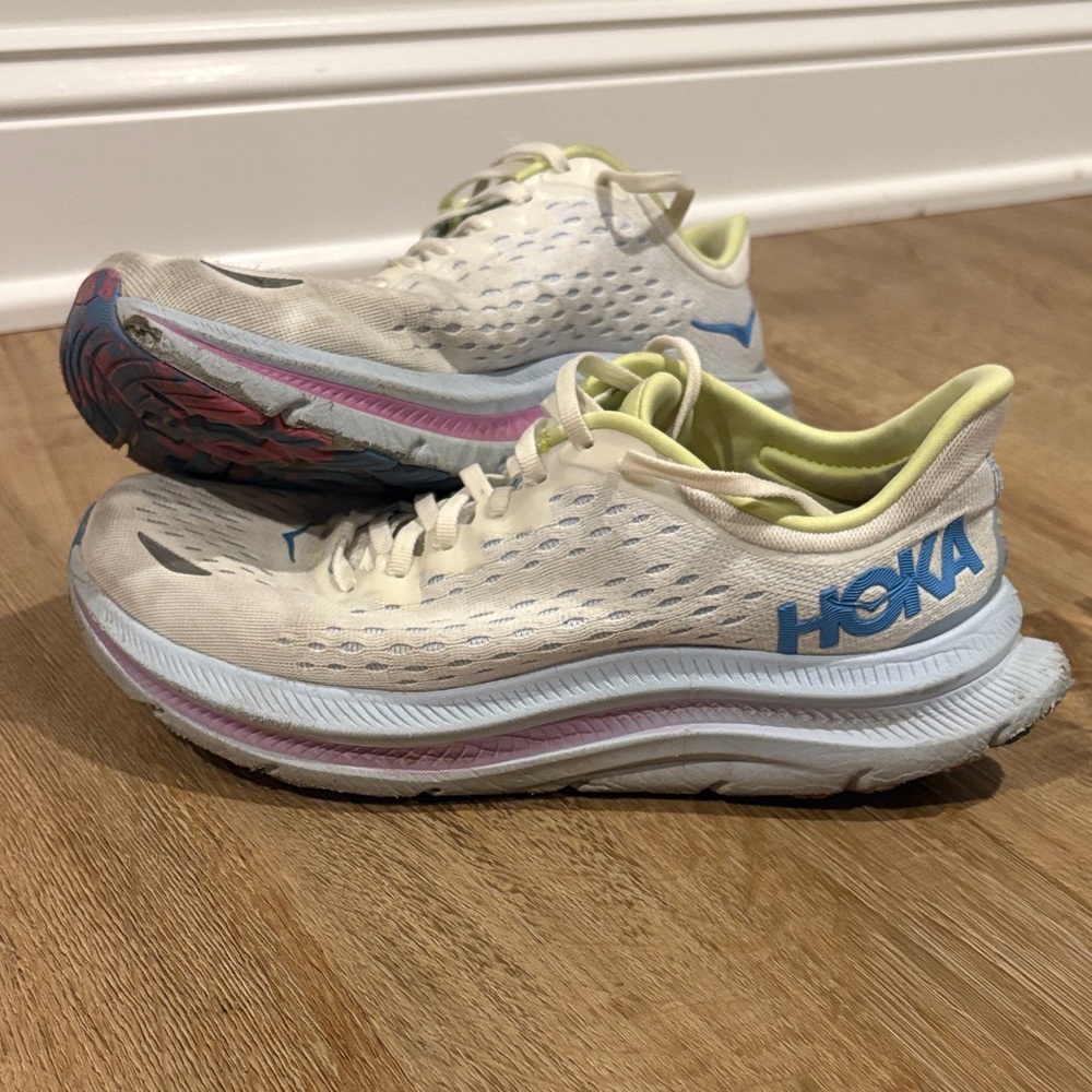 Hoka Kawana Women's Cream and Light Blue Athletic Shoes